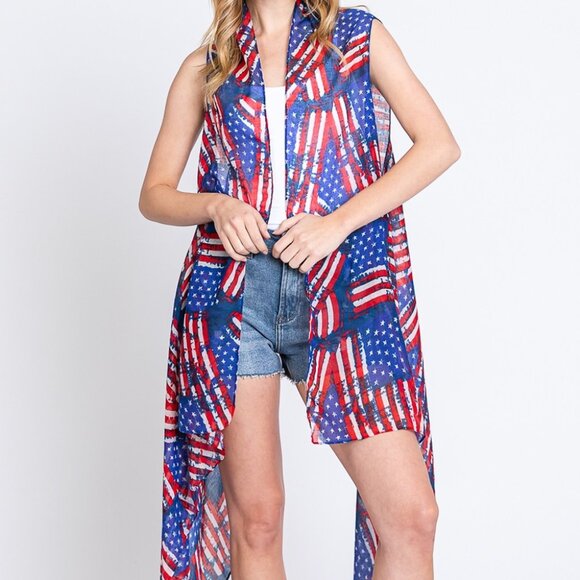 USA Flag Vest/Kimono - Picture 1 of 2